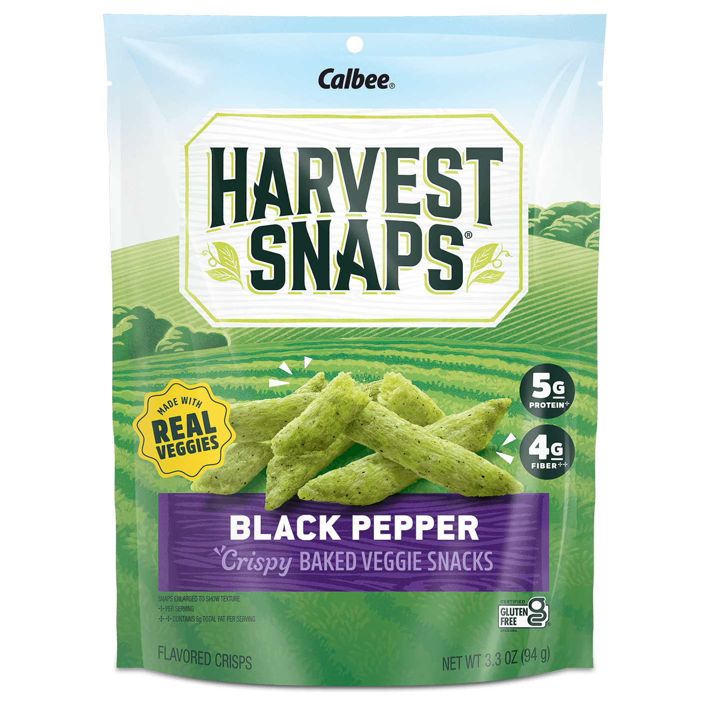 Harvest Snaps Snack Crisps Black Pepper 3.3 oz. Bag