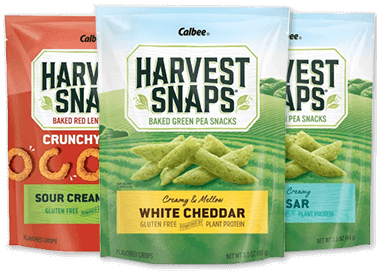 3 bags of different savory flavors of harvest snaps
