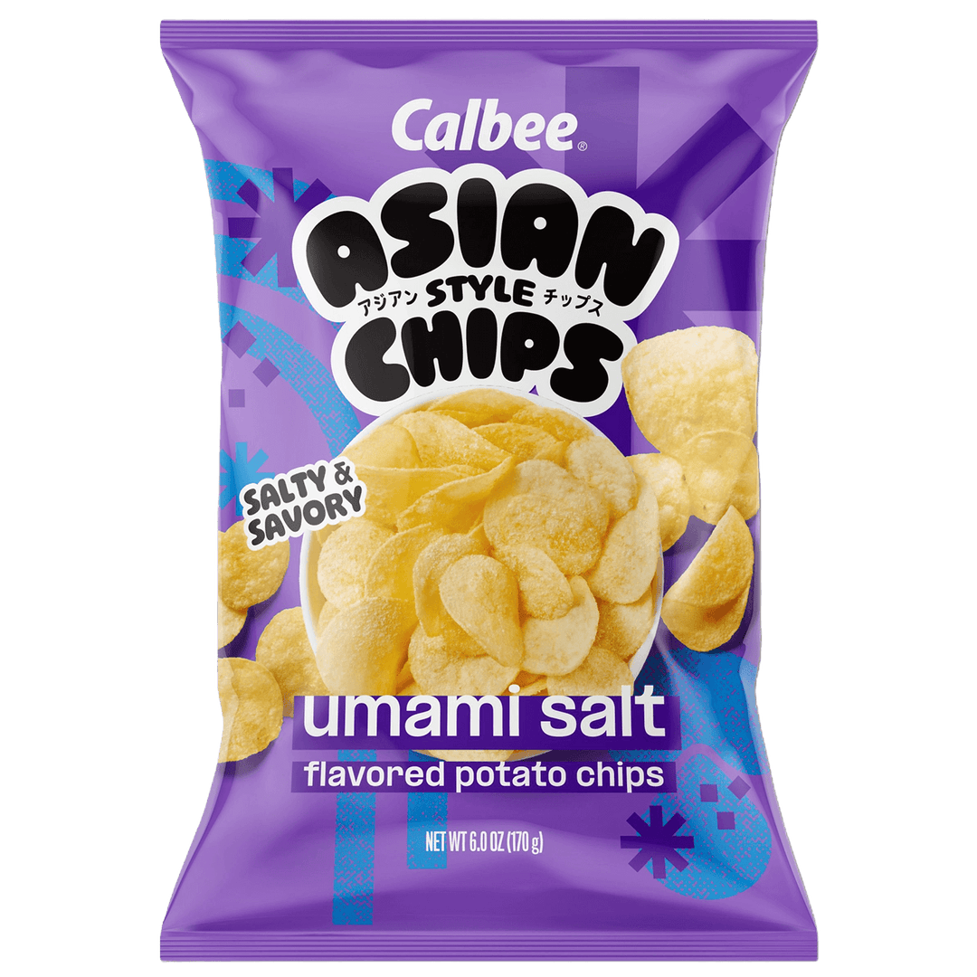 Purple package of Calbee Asian Style Chips Umami Salt 6 oz. with umami salt flavor 