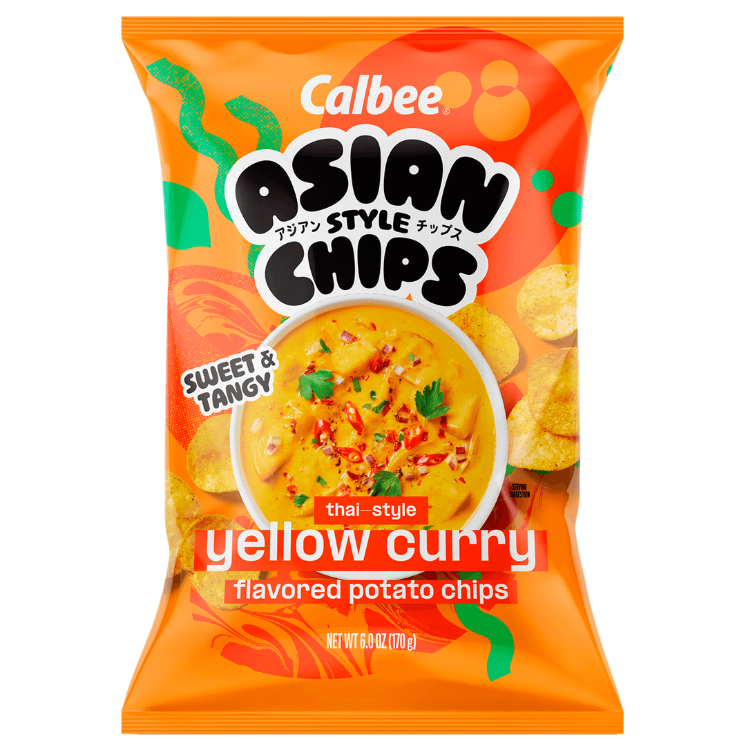 Calbee Asian Style Chips packaging for yellow curry flavored potato chips