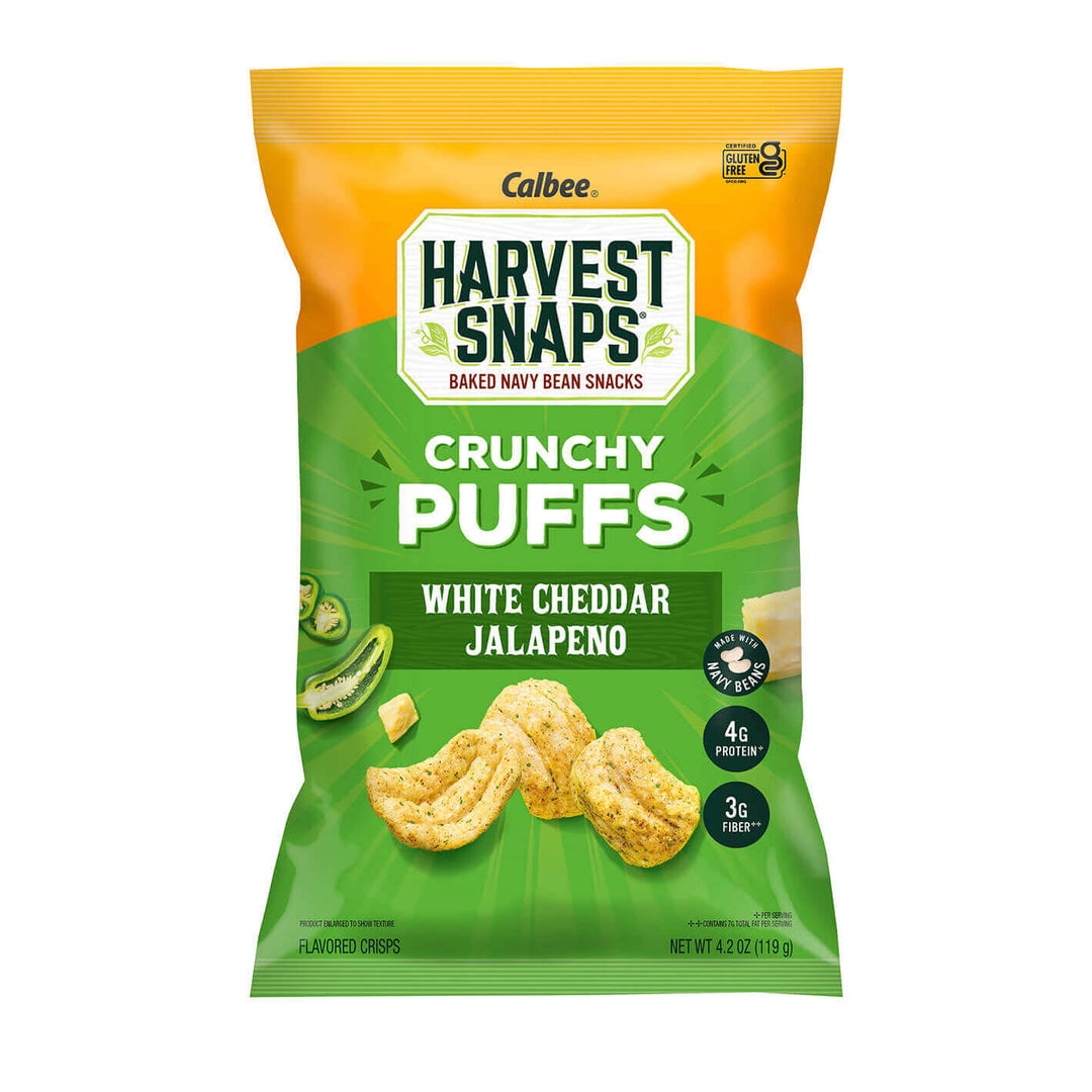 Harvest Snaps Crunchy Puffs White Cheddar Jalapeno 4.2 oz. Bag