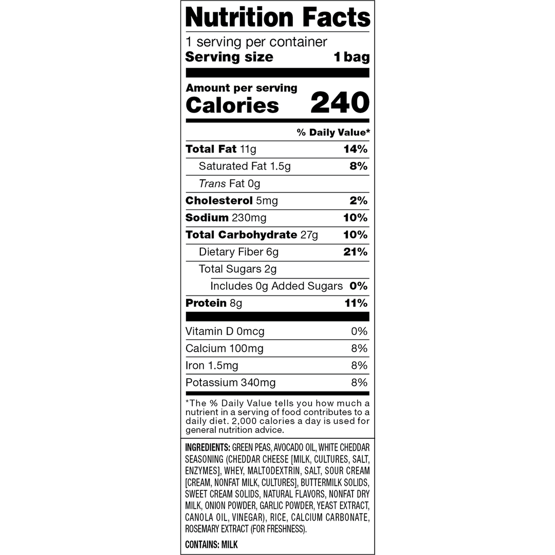 A Nutrition Facts label for a milk product showing serving size, calories, and a list of ingredients. The label is black text on a white background and includes a small logo at the top right that appears to read 'The Milk'.