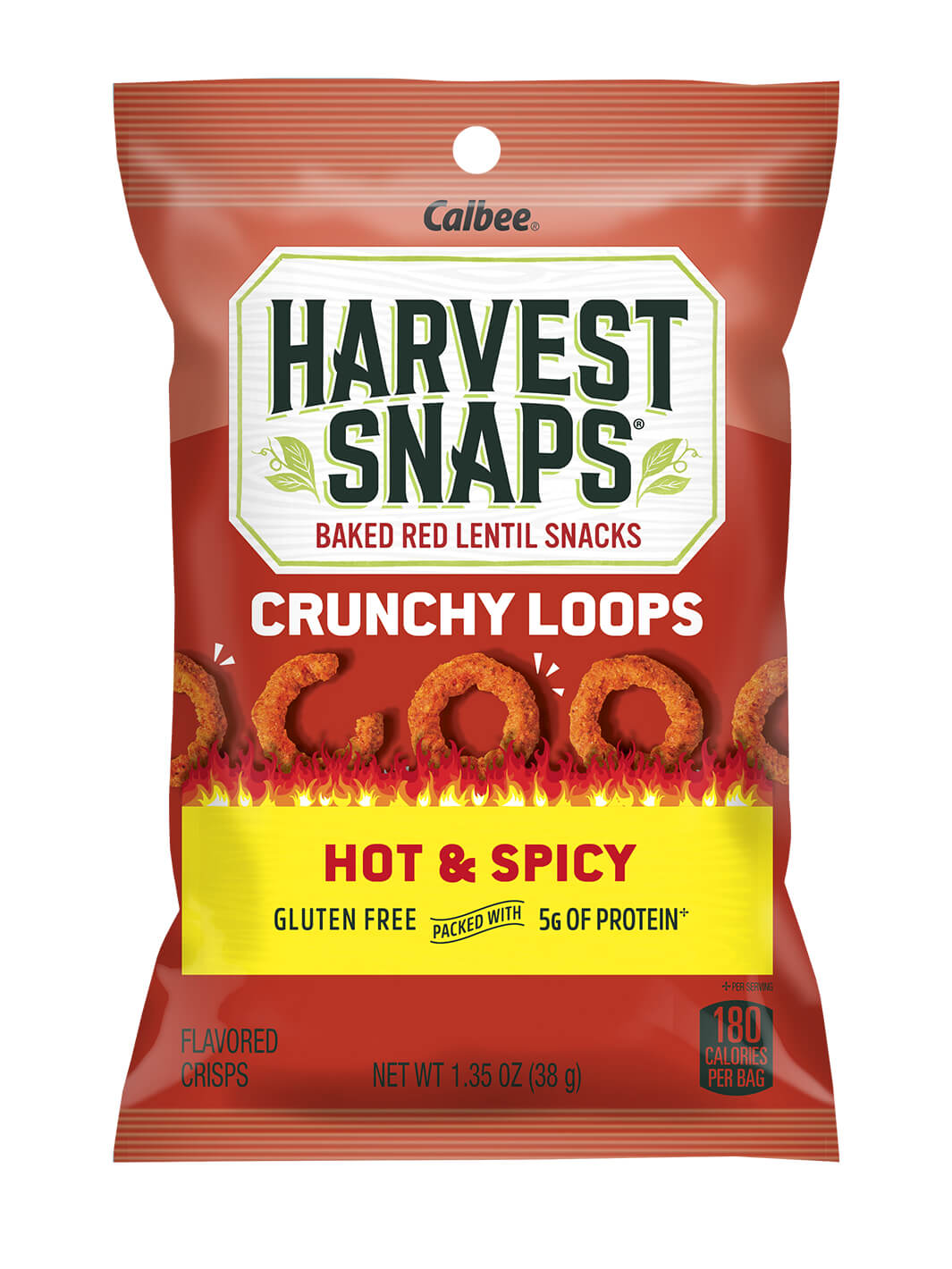 Harvest Snaps Crunchy Loops Hot & Spicy 1.35oz Bag